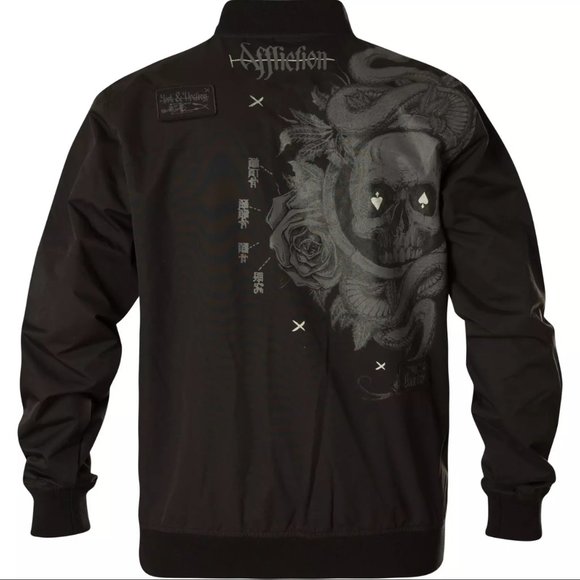 AFFLICTION MANIFEST BOMBER MEN'S JACKET Black Bike - Picture 11 of 13